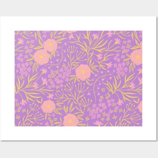 Tranquil Lilac Floral Pattern Posters and Art